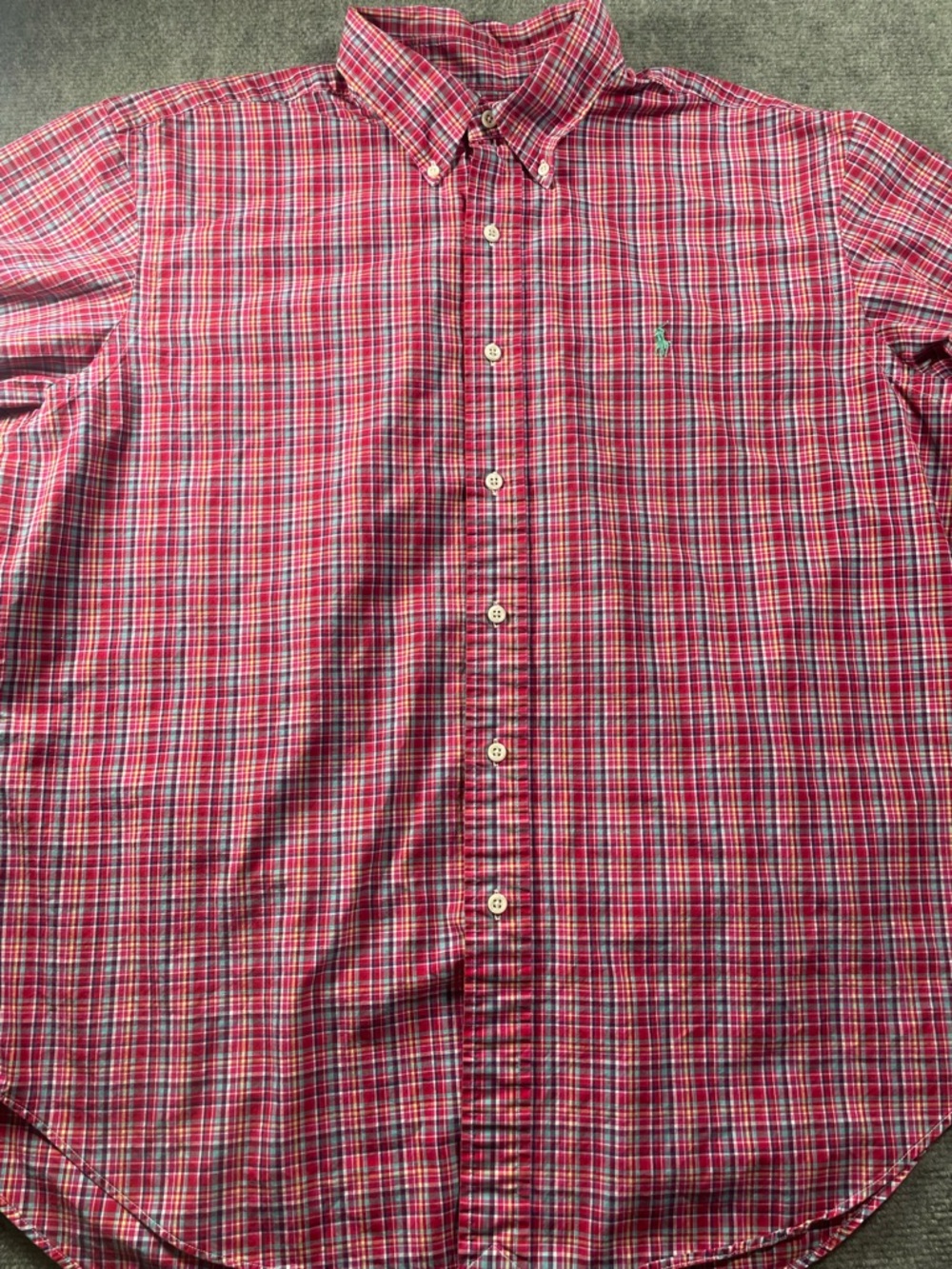 Ralph Lauren Red and Green Plaid Button-Down Shirt